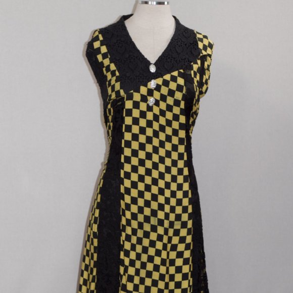 Yellow & Black Checkered Dress - Picture 10 of 15
